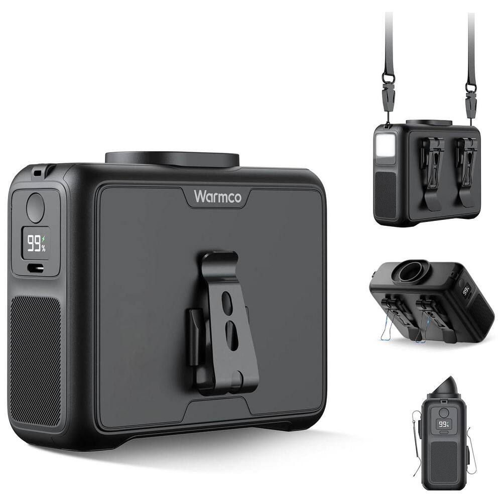 2 in. 4-Speeds Personal Fan in Black, 20000mAh Rechargeable Clip On Belt Fan with LED Light, 16000 RPM - Hercitys