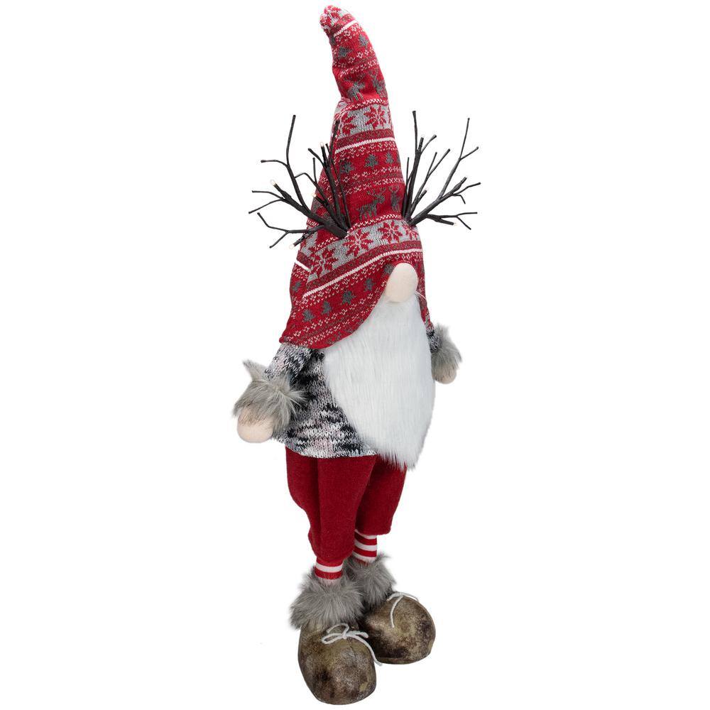 30 in. Red Nordic Hat Standing Santa Christmas Gnome With LED Antler - Hercitys