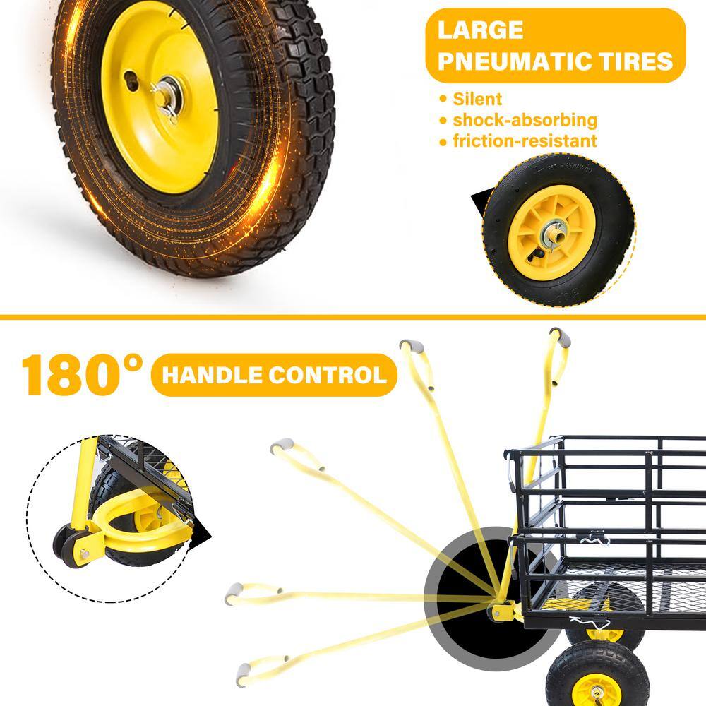 16.7 cu. ft. Metal Yard Wagon Garden Cart Removable Sides Black - Hercitys