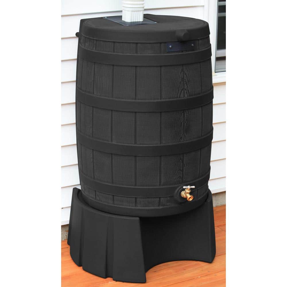 50 Gal. 11 in. Rain Barrel Stand in Black - Hercitys