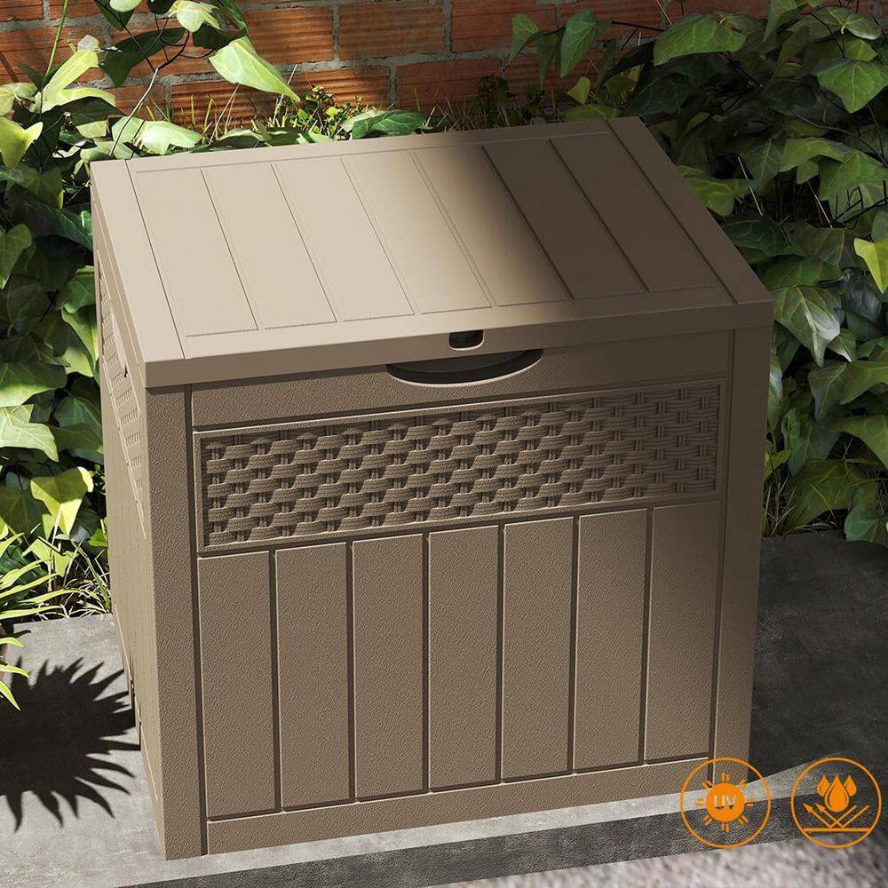 33 Gal. Khaki Resin Deck Box with Lockable Lid - Hercitys