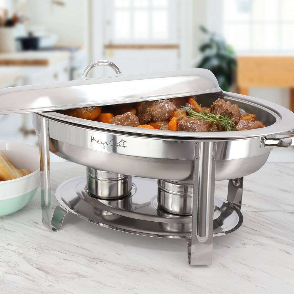 5.8 qt. Stainless Steel Oval Professional Chafing Dish/Food Warmer/Buffet Server Serving Dish - Hercitys