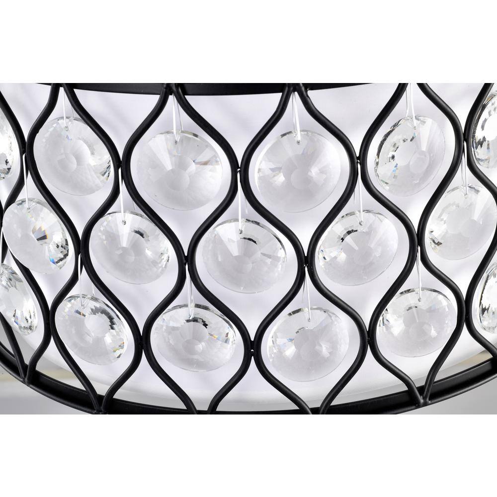 14 in. 3-Light Antique Black Finish Semi Flush Mount Chandelier with Crystal Spheres - Hercitys