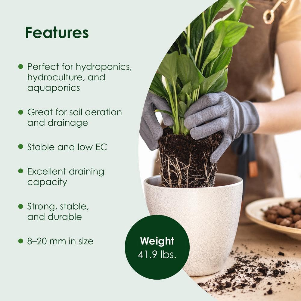 45 lbs. Gray Gardening PH Neutral Draining Clay Pebbles, Bag - Hercitys