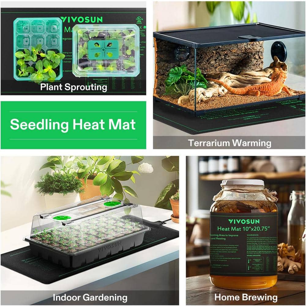 10 in. x 20.75 in. Durable Waterproof Seedling Heat Mat (4-Pack) - Hercitys