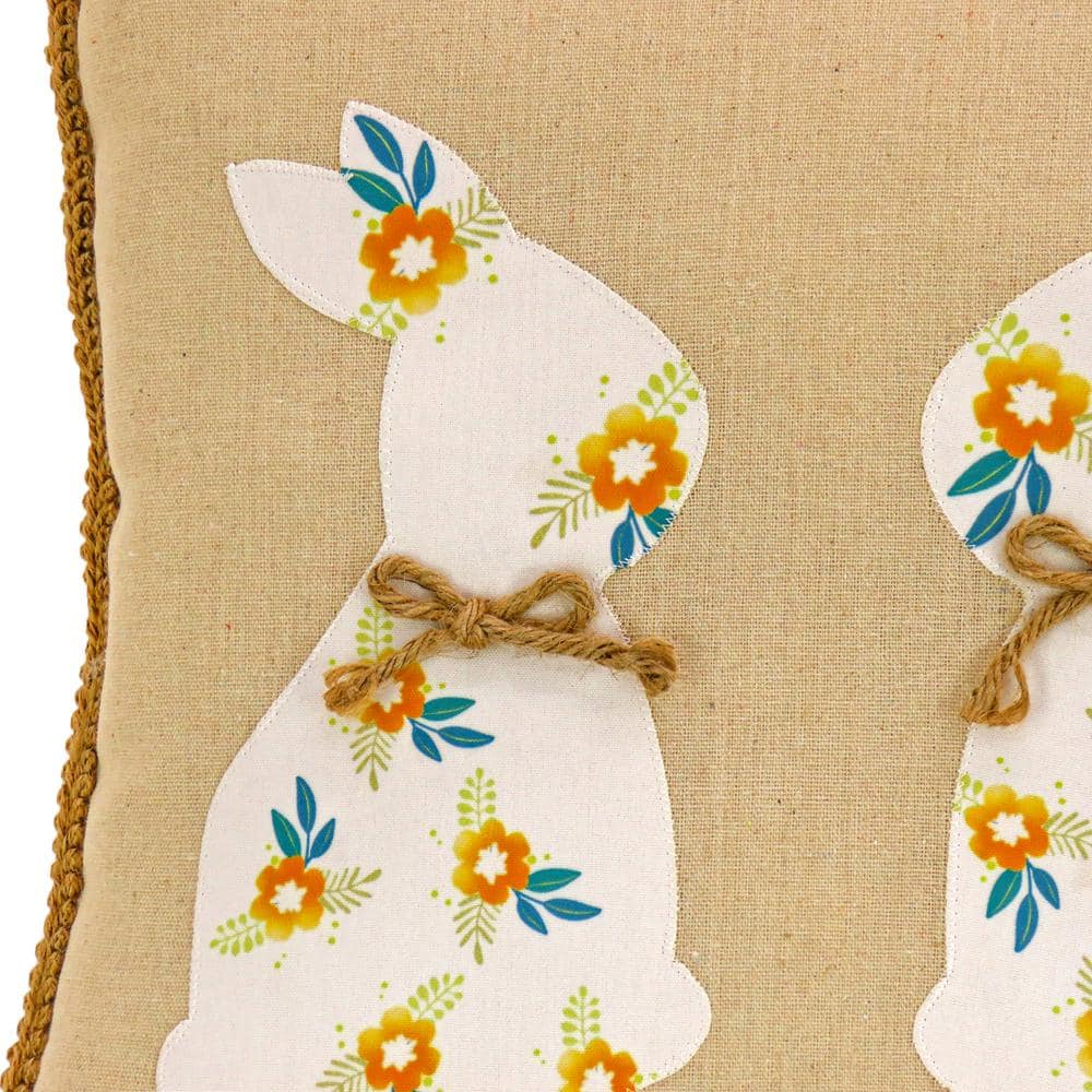 16 in. Floral Bunny Easter Pillow - Hercitys