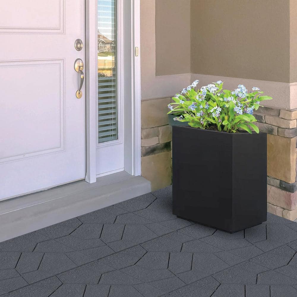 16 in. x 16 in. x ¾ in. Black/Gray Blended Dual-Sided Rubber Paver (9-Pack) - Hercitys