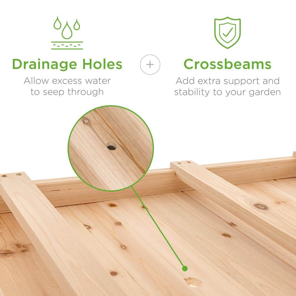 48 in. x 24 in. x 32 in. Wood Raised Garden Bed with Lockable Wheels, Liner - Hercitys