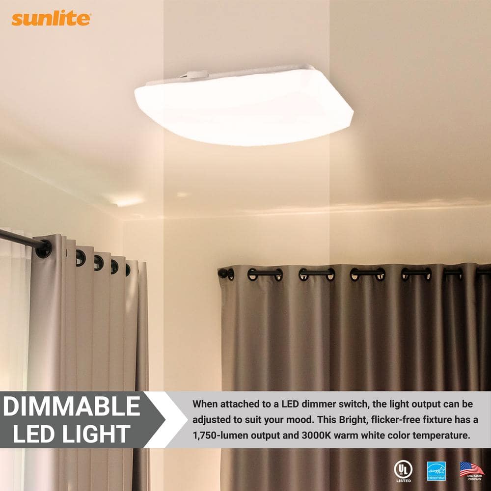 14 in. 1-Light White Dimmable Square Mushroom LED Flush Mount Light, Warm White 3000K - Hercitys