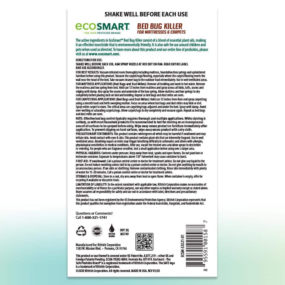 14 oz. Natural Bed Bug Killer with Plant-Based Peppermint and Rosemary Oil, Aerosol Spray Can (2-Pack) - Hercitys