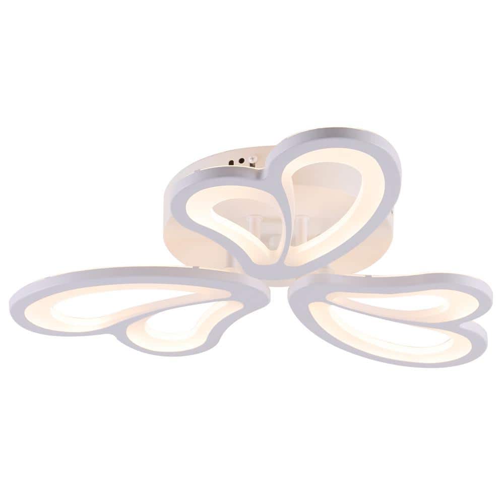 18.5 in. Indoor Modern Dimmable LED Semi-Flush Mount Ceiling Light Fixture with Remote and Creative Flower Lampshade - Hercitys