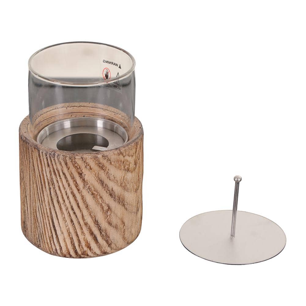 4.53 in. x 7.32 in. TerraFab Material Ethanol Round Brown Tabletop Fire Pit - Hercitys