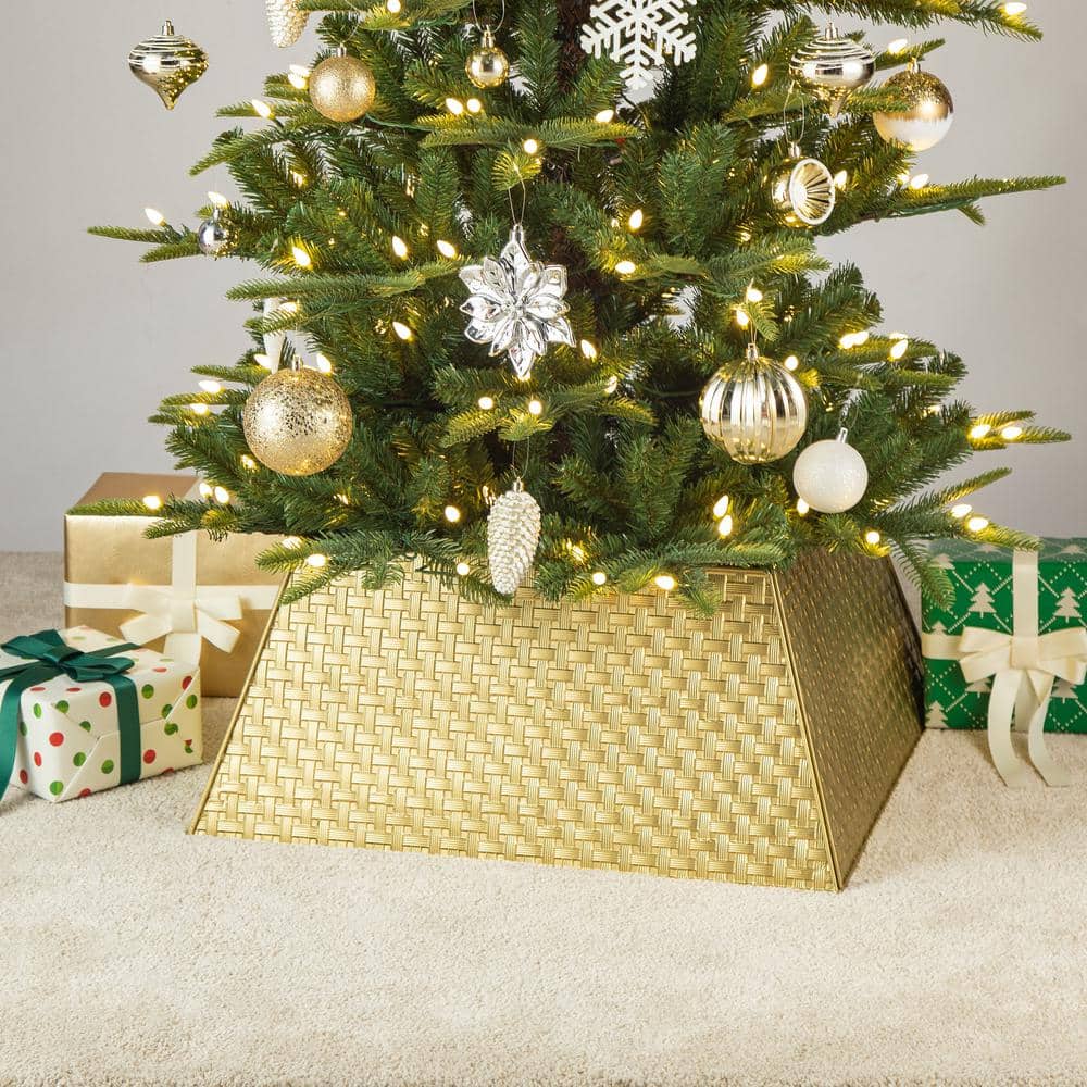 25.75 in. L Trapezoid Gold Metal Weave Tree Collar - Hercitys