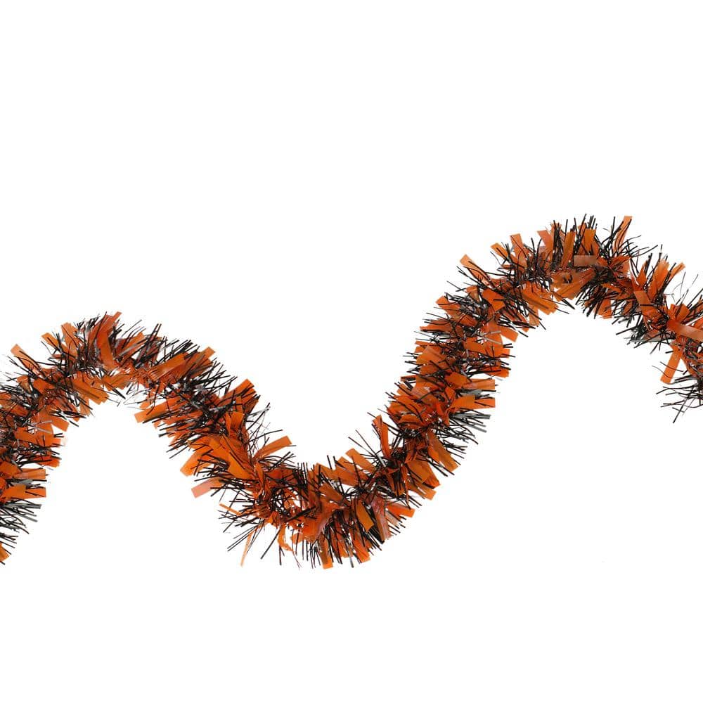 50 ft. Orange and Black Halloween Tinsel Garland – Unlit - Hercitys