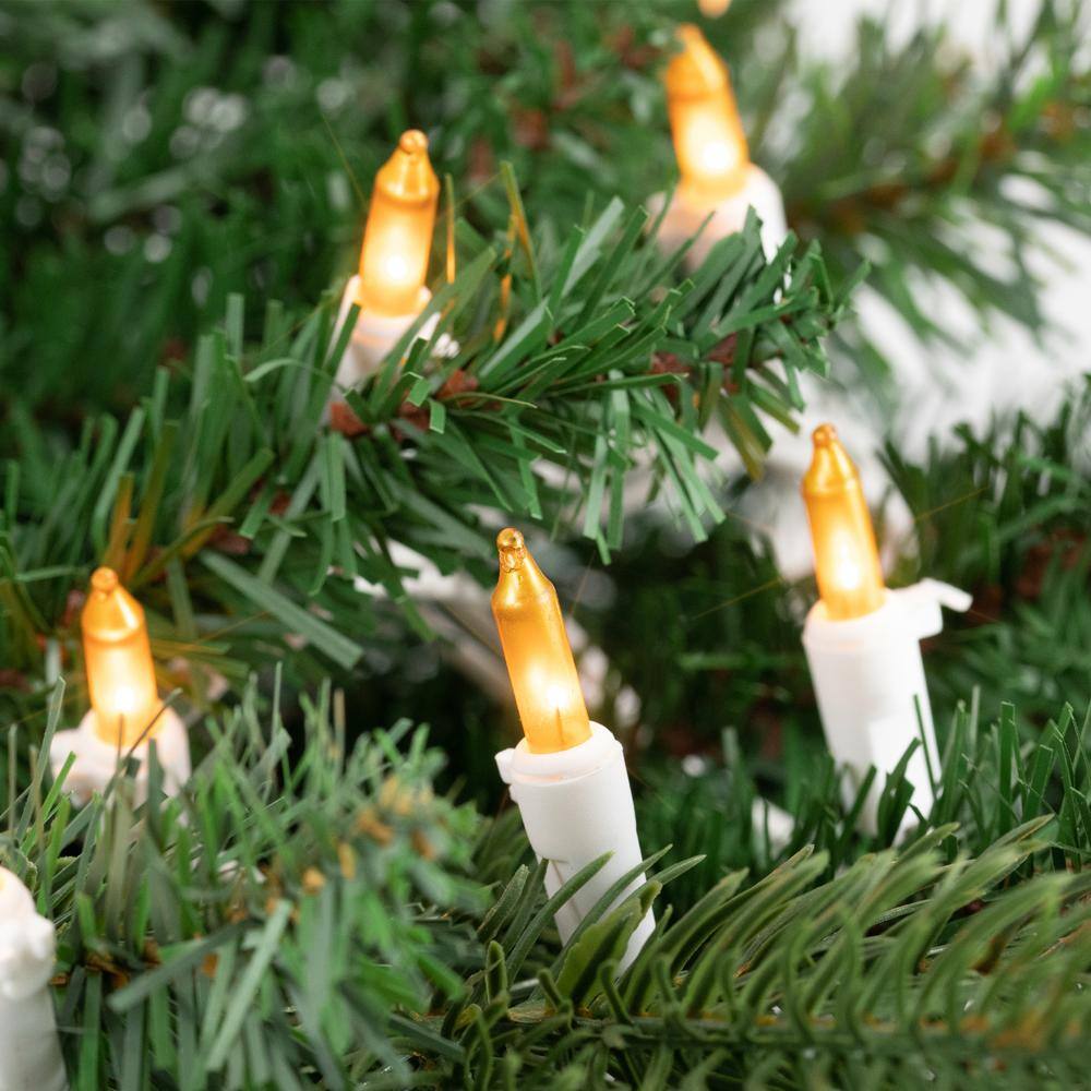 50-Count Opaque Gold Mini Christmas Light Set 24.5 ft. White Wire - Hercitys