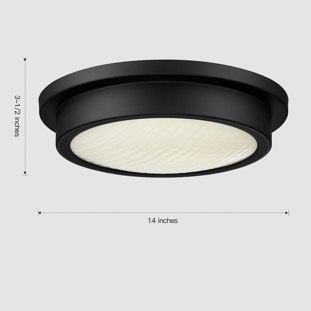 14 in. Light Matte Black 25-Watt Adjustable CCT Integrated LED Flush Mount - Hercitys
