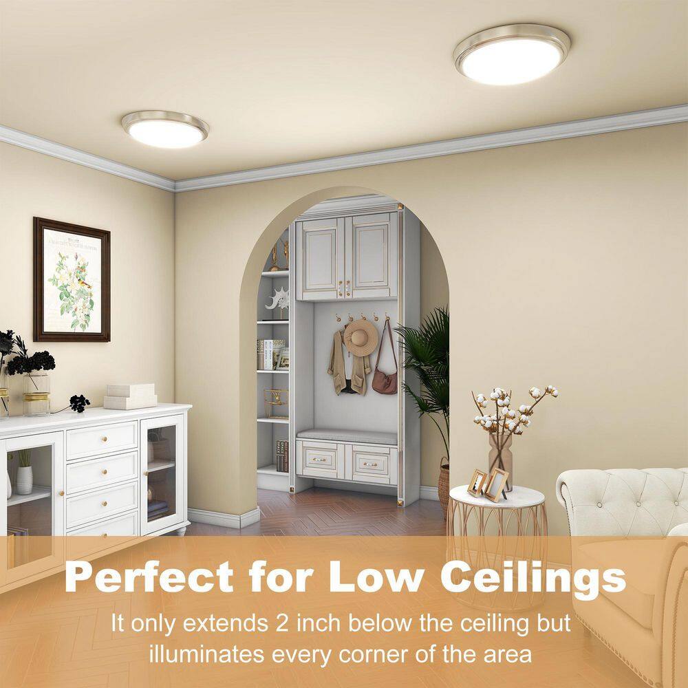 11.02 in. Brushed Nickel Selectable LED Flush Mount Ceiling Light Fixture (4-Pack) - Hercitys