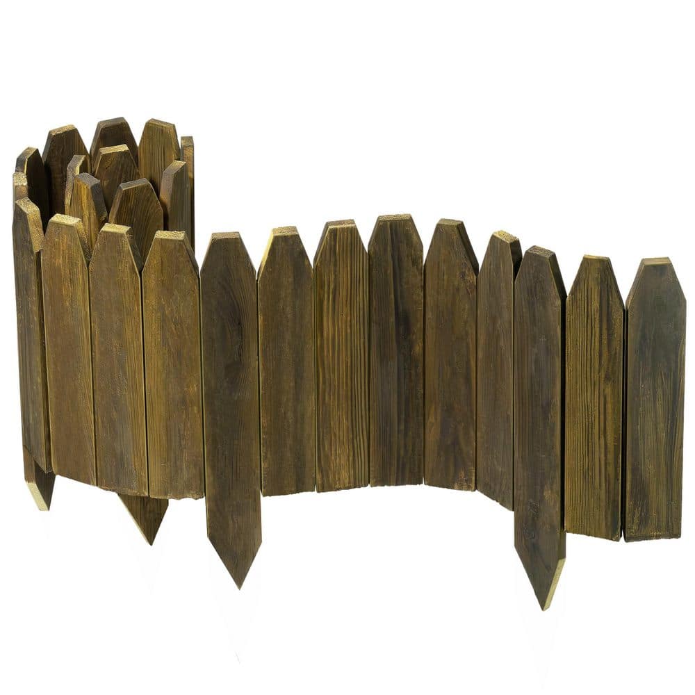 47 in. x 9.8 in. x 0.4 in. Brown Wood Garden Edging Fence Border Decorative Panels for Flower and Landscape Fencing - Hercitys
