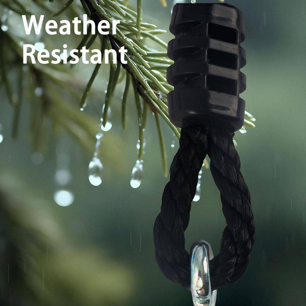 47 in. to 71 in. Adjustable 550 lb. Capacity Saucer Swing Replacement Straps, Black (2-Pack) - Hercitys