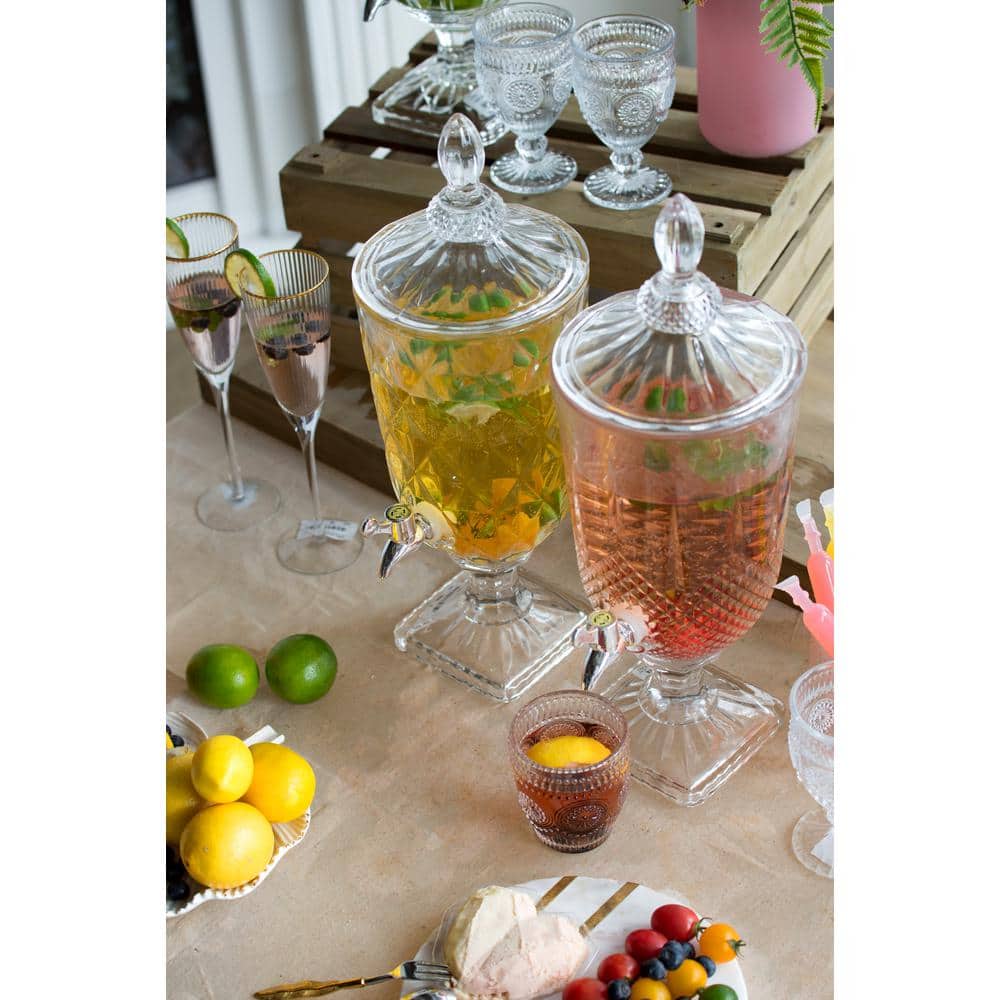 19″ Lidded Drink Dispenser – Clear, Polished Silver - Hercitys