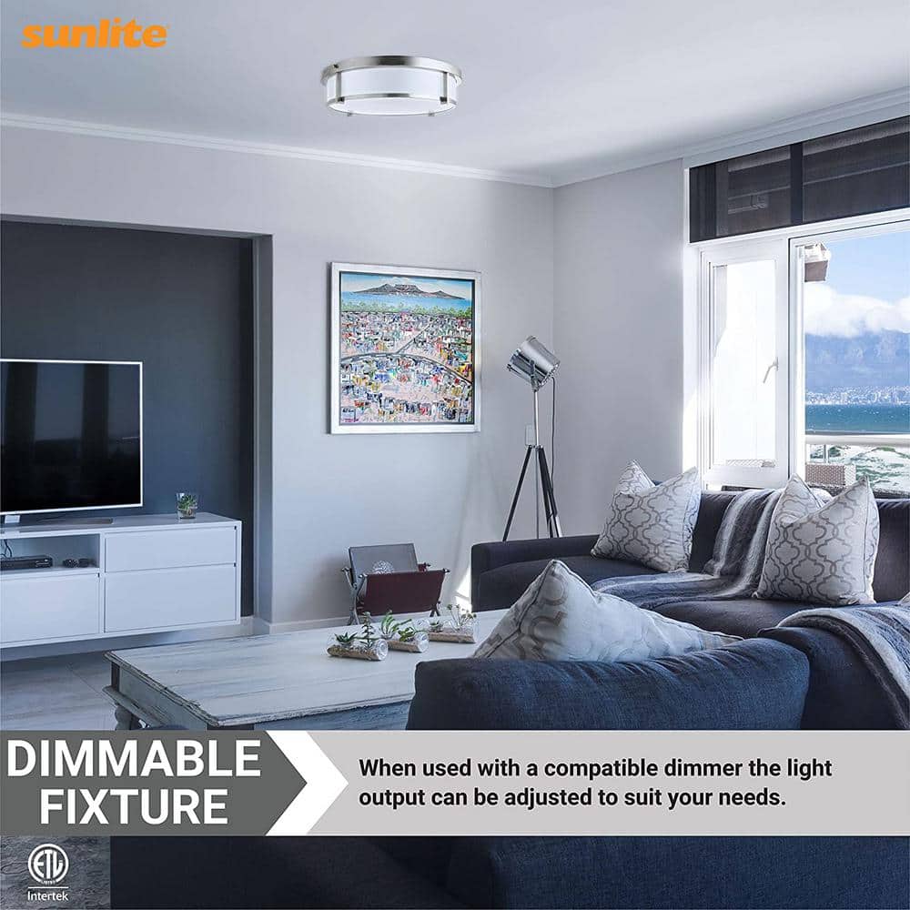 18 in. 1-Light Round Brushed Nickel Selectable LED Selectable CCT 3000K, 4000K, 5000K Flush Mount Light - Hercitys