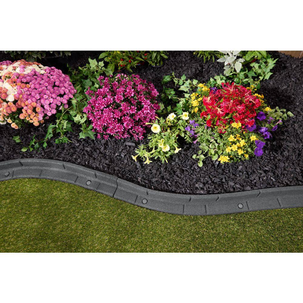 48 in. x 3 in. x 3 in. Roman Brick Dark Gray Rubber Edging (6-Pack) - Hercitys
