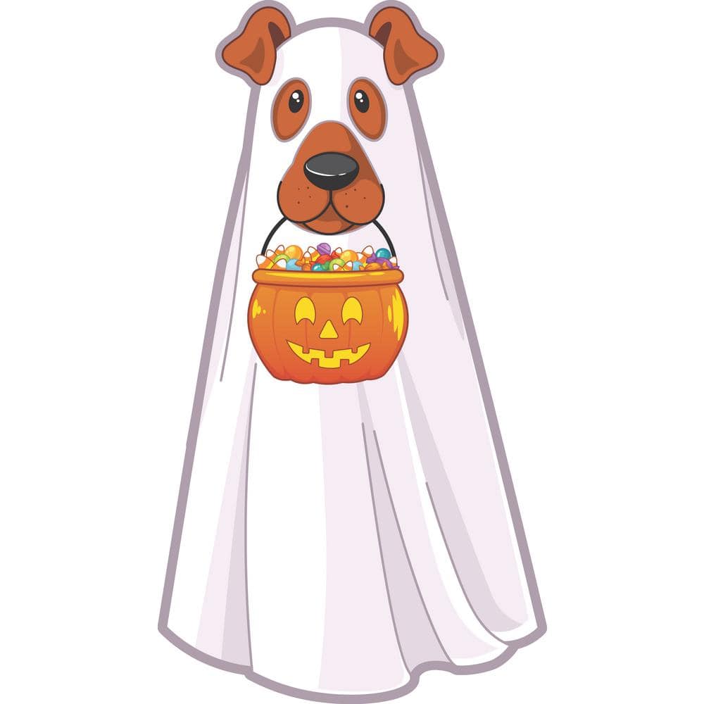 3.5 ft. Coroplast Dog Ghost with Pumpkin Yard Stake - Hercitys