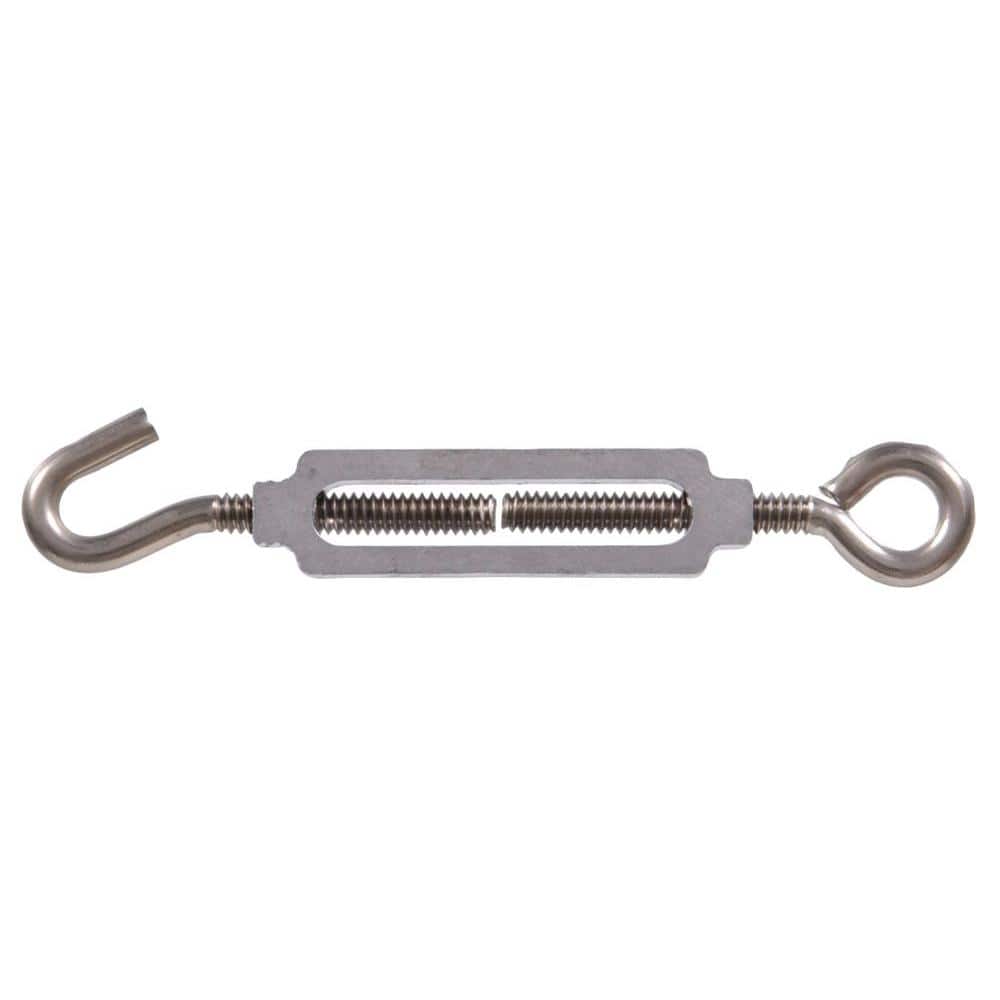1/4-20 x 7-3/8 in. Stainless Steel Hook and Aluminum Eye Turnbuckle (5-Pack) - Hercitys