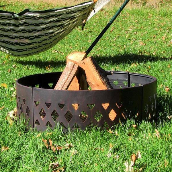 36 in. Dia Round Steel Crossweave Wood Burning Campfire Ring - Hercitys