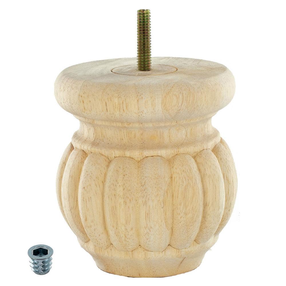 4 in. x 3-1/2 in. Unfinished Solid Hardwood Round Bun Foot - Hercitys