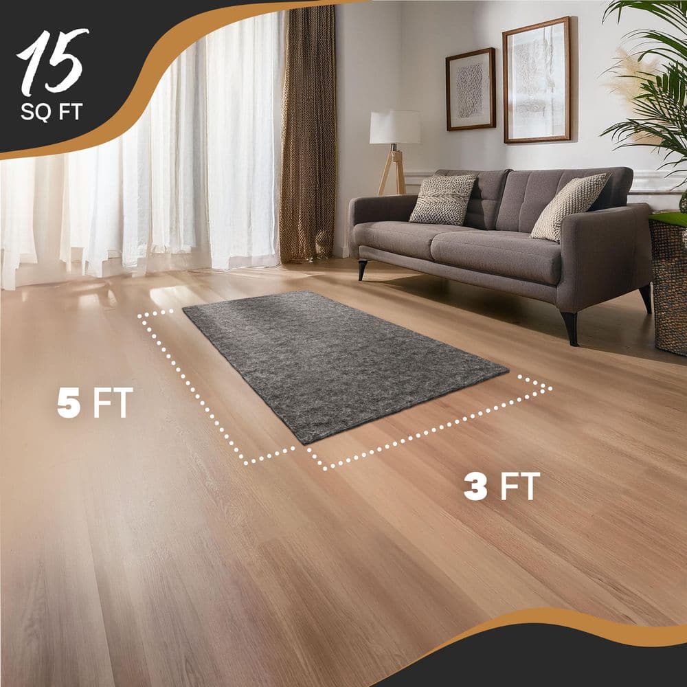 3 ft. x 5 ft. TPO Coated Felt Dual Surface Non-Slip Rug Pad-1/4″ Thick - Hercitys