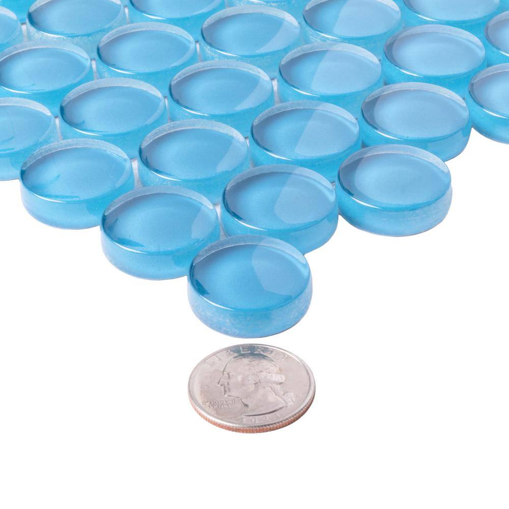 5 pack 12-in x 12-in Sky Blue Penny Round Polished Glass Mosaic Tile (5 Sq ft/case) - Hercitys