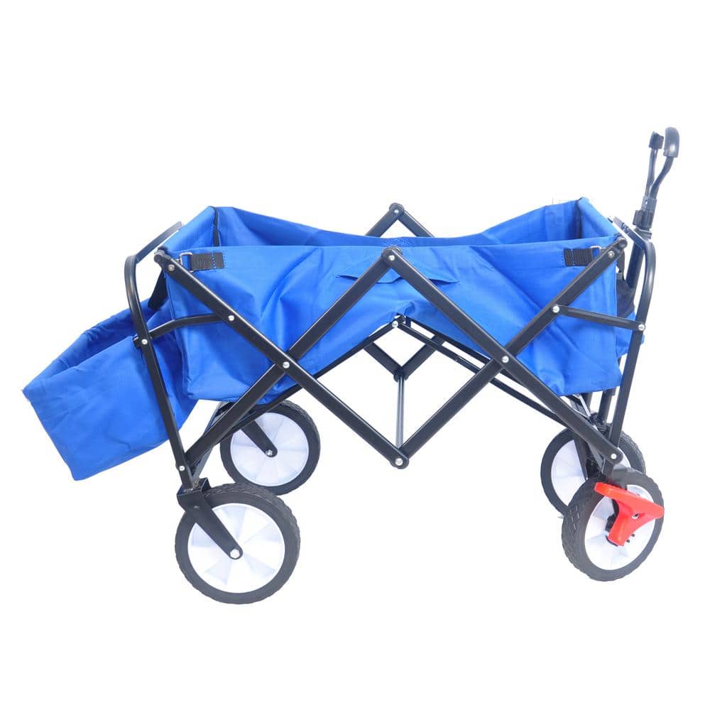 3.3 cu. ft. Steel Garden Cart with Drink Holder, Adjustable Handles, Blue - Hercitys