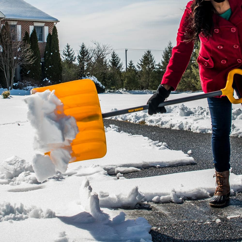 38 in. Steel Handle and Plastic Blade Versa Grip Combo Snow Shovel and Pusher with Steel Strips - Hercitys