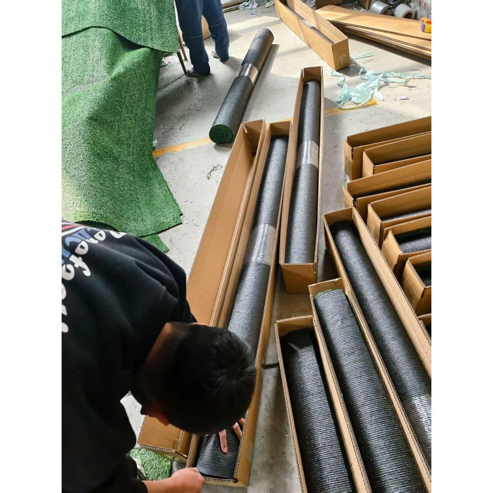 5 ft. x 10 ft. Plastic Garden Fence Turf Mat Thick Fake Faux Grass with Rubber Backing and Drainage Holes in Green - Hercitys