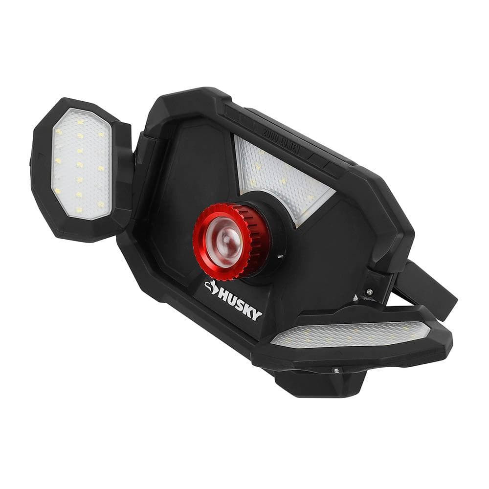 2000 Lumens LED Dual Panel Focusing Rechargeable Utility Light - Hercitys