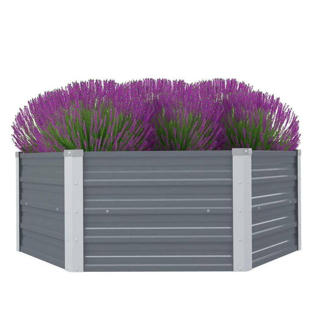 50.8 in. x 50. 8 in. x 18. 1 in. Raised Garden Bed, Metal Galvanized Steel, Gray - Hercitys