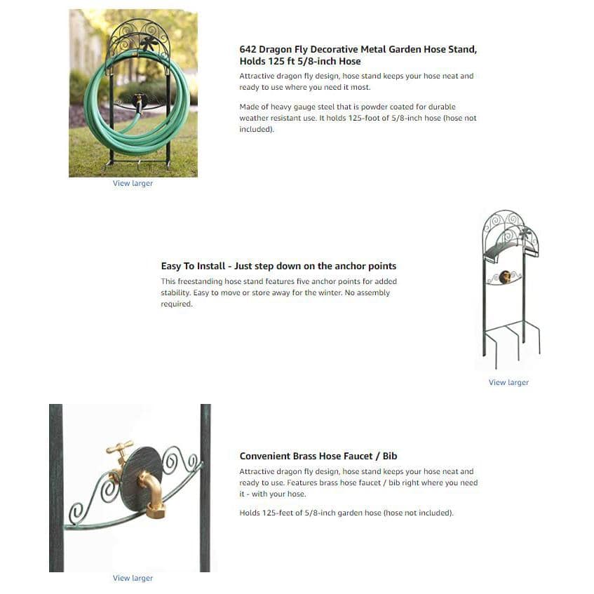 125 ft. Green Steel Dragonfly w/Spigot Hose Stand Garden Hose Reel - Hercitys