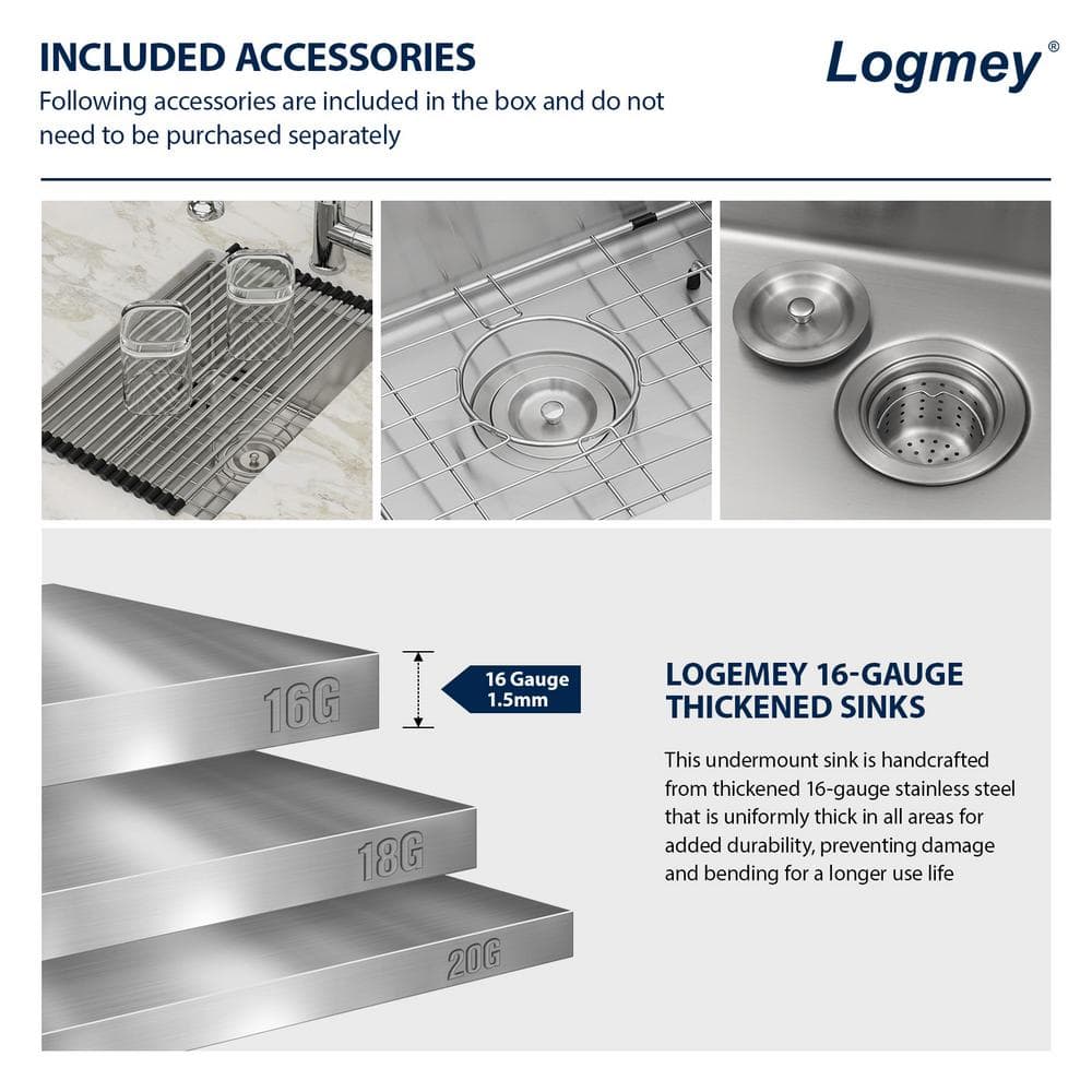 15 in. Small Undermount Sink Single Bowl 16-Gauge Brushed Stainless Steel Kitchen Sink - Hercitys
