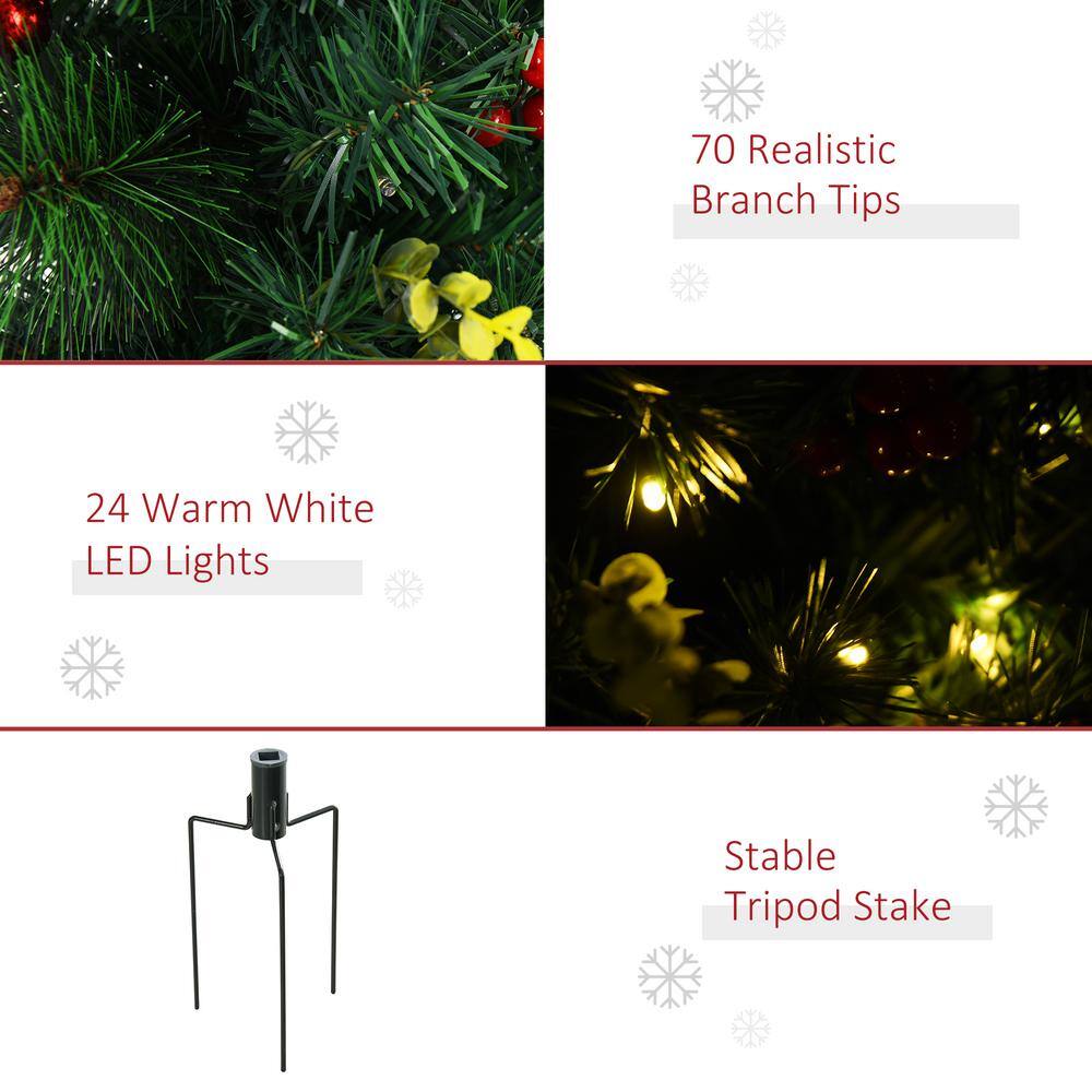 2 ft. Pre-Lit Small Pine Artificial Christmas Tree with 24 Warm White Lights, (Set of 2) - Hercitys