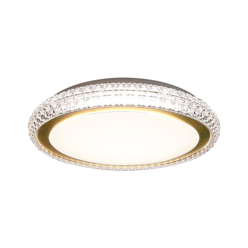 16.1 In. White Flush Mount Ceiling Light with Imitated Crystal Trim, Dimmable LED - Hercitys