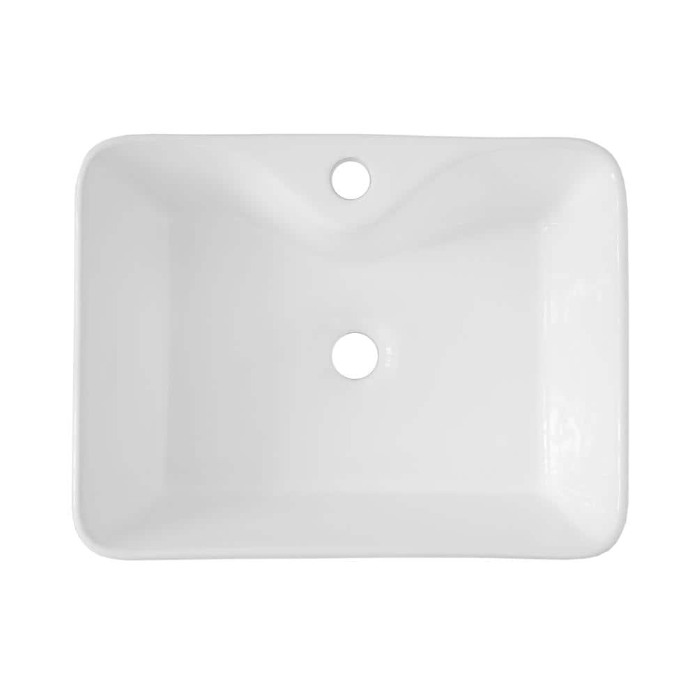 19 in. Framhouse Single Bowl in White Ceramic Rectangular Vessel Bathroom Sink, Modern 19″x15″ Framhouse Kitchen Sink - Hercitys