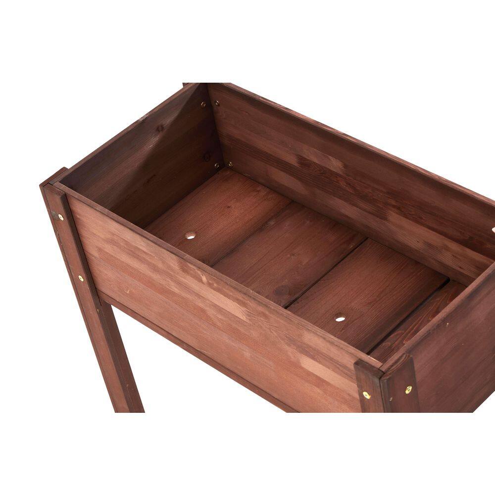 31 in. x 16 in. x 31 in. Wood Raised Planter with Legs in Coffee - Hercitys