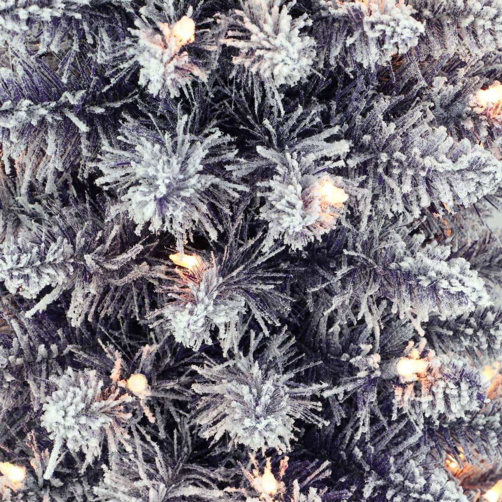 4.5 ft. Purple Prelit Flocked Fashion Pencil Artificial Christmas Tree with 100 Lights - Hercitys