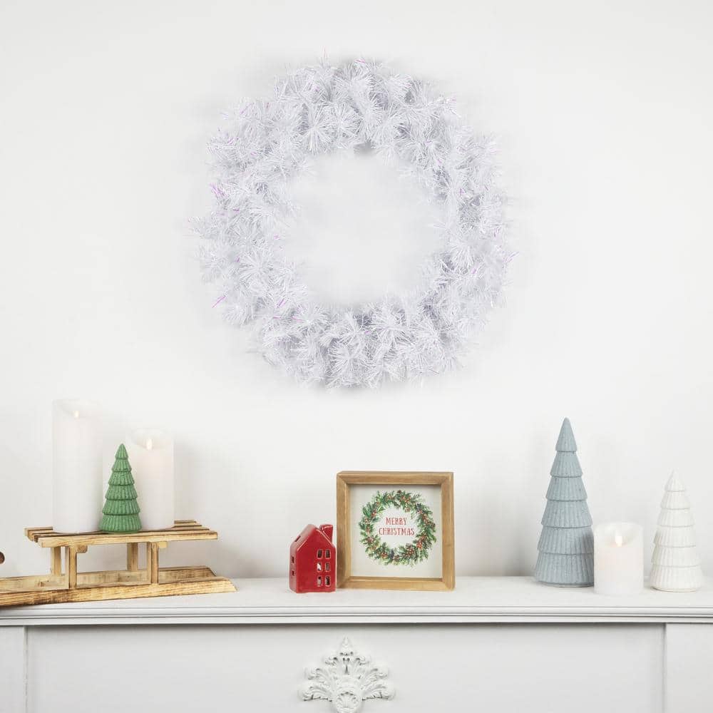 18 in. Unlit Spruce Artificial Christmas Wreath, Icy White - Hercitys