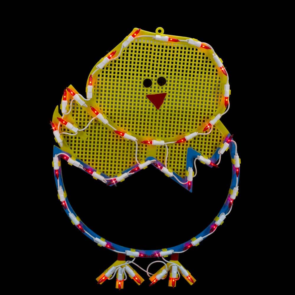17 in. Lighted Hatching Baby Chick in Egg Easter Window Silhouette - Hercitys
