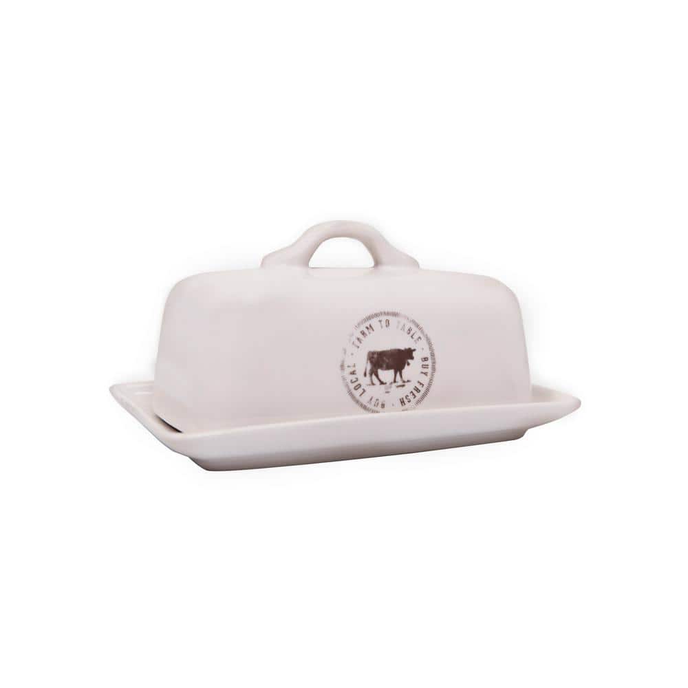 4 oz. White Stoneware Butter Dish (Set of 2 Pieces) - Hercitys