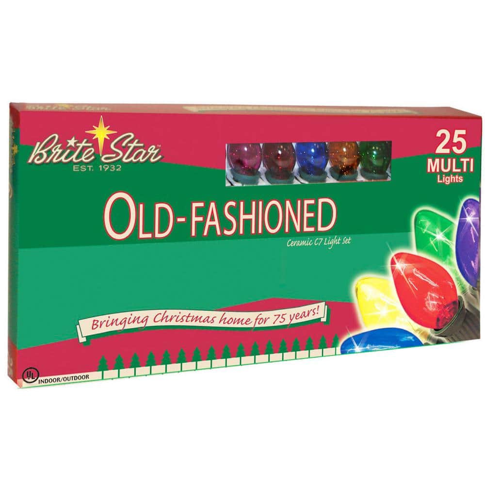 25 ft. 25-Light Multi-Color Christmas C7 Incandescent Old Fashioned String Lights - Hercitys