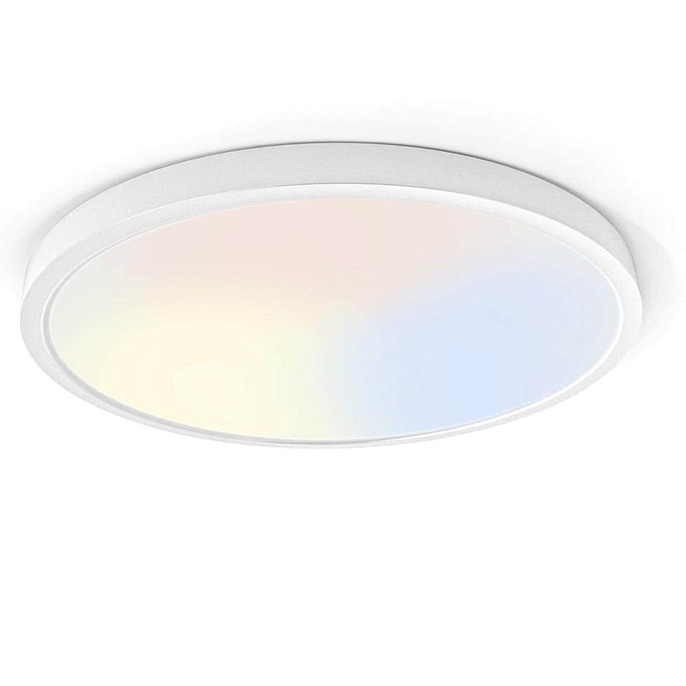 12 in. 20-Watt 5 Color White Indoor Selectable LED Flush Mount Dimmable Ceiling Light 2000 Lumens J-Box Compatible - Hercitys