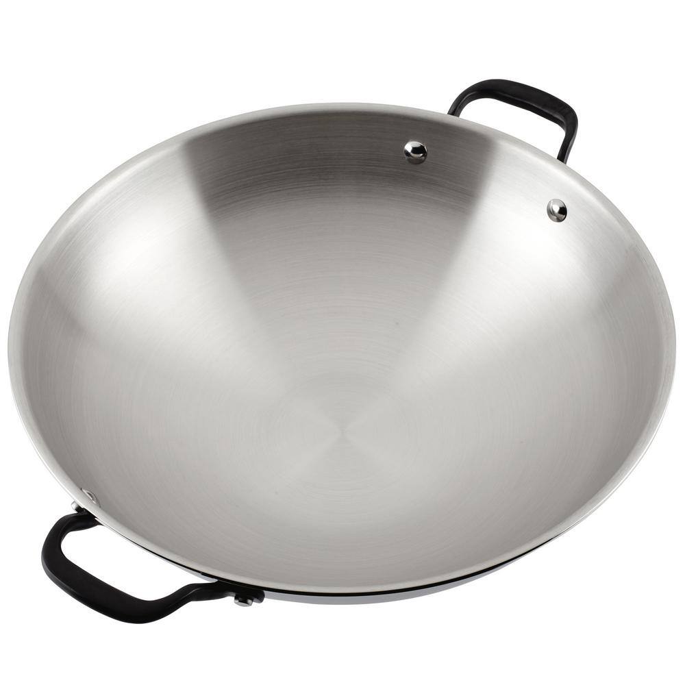 5-Ply Clad 15 in. Polished Stainless Steel Wok - Hercitys